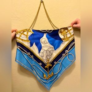 RALPH LAUREN gold chain silk scarf resort top. Nautical theme.